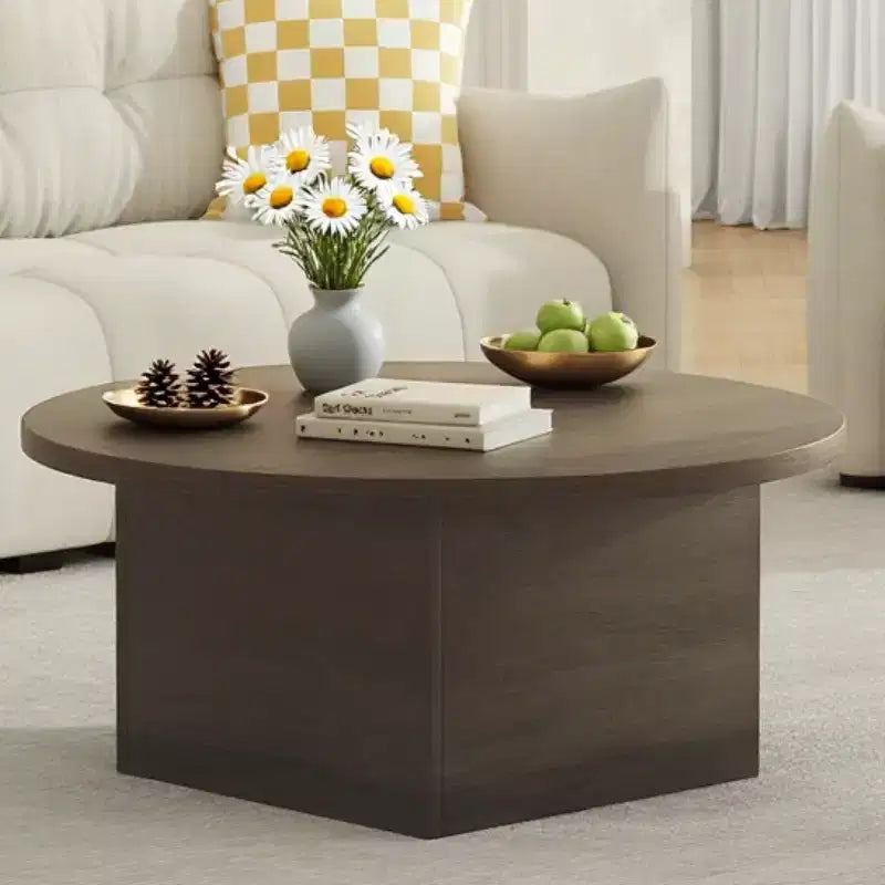 MUUEGM Farmhouse Coffee Table, 35.5 Rustic Wooden Table with Sturdy Frame & Waterproof Top for Living Room