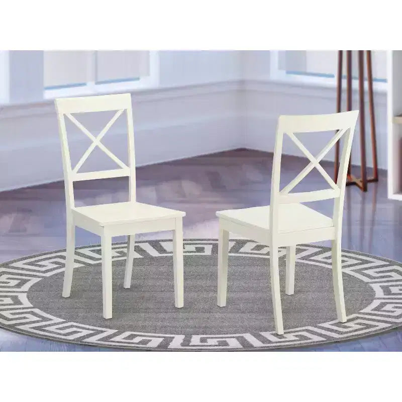 HomeStock Dining Room Cross Back Solid Wood Seat Chairs, Set of 2