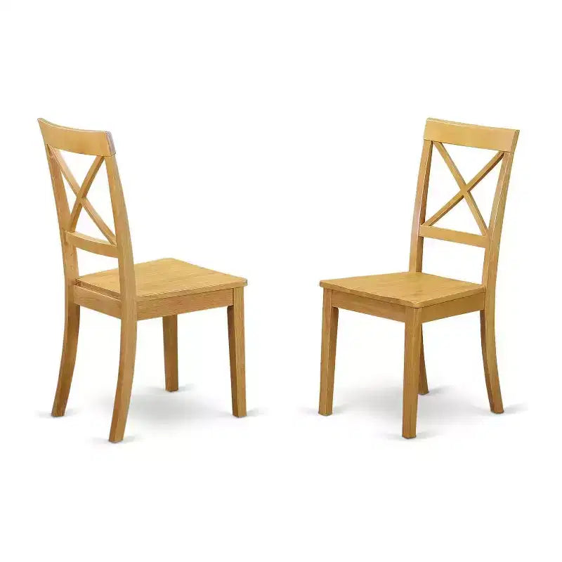 HomeStock Dining Room Cross Back Solid Wood Seat Chairs, Set of 2