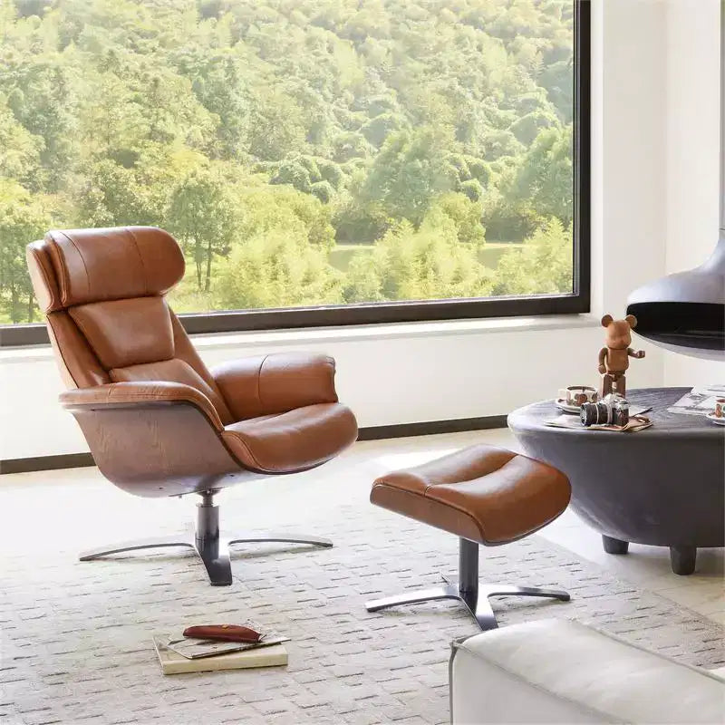 Spruce&Spring Swivel Recliner Chair Set Accent Chair with Ottoman and Adjustable Headrest