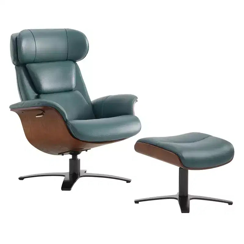 Spruce&Spring Swivel Recliner Chair Set Accent Chair with Ottoman and Adjustable Headrest