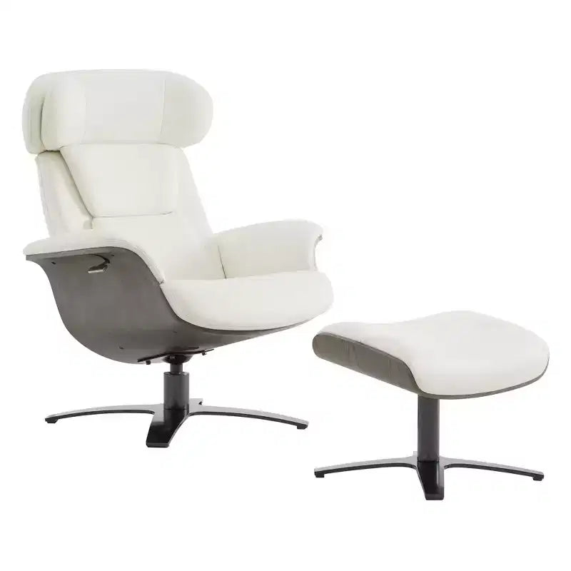 Spruce&Spring Swivel Recliner Chair Set Accent Chair with Ottoman and Adjustable Headrest