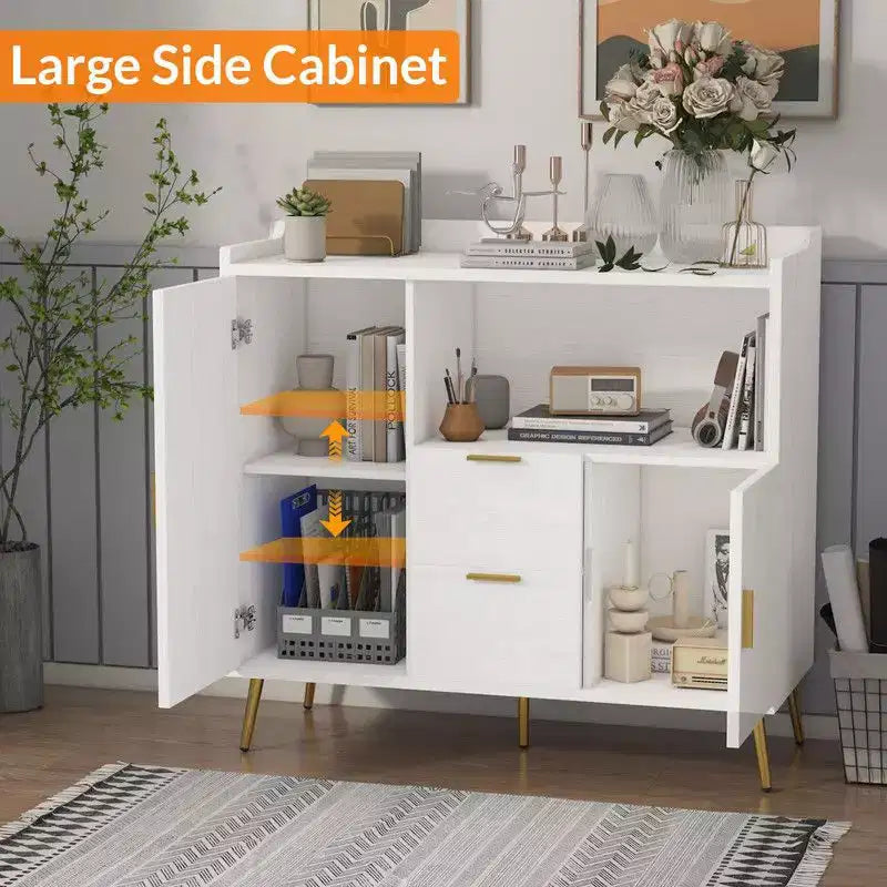 Buffet Cabinet with Drawersof 2 set), 40 Sideboard Buffet Storage Cabinet with Shelves and Doors