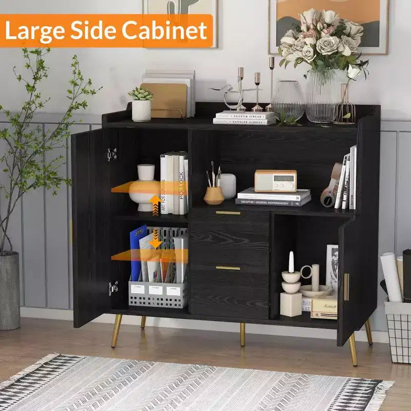 Buffet Cabinet with Drawersof 2 set), 40 Sideboard Buffet Storage Cabinet with Shelves and Doors