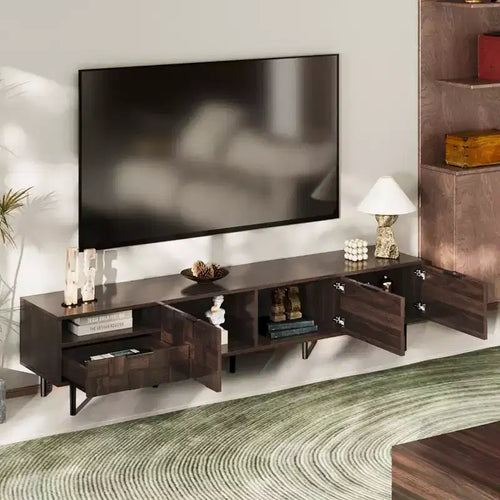 Bestier 78 Mid Century Modern TV Stand for 65+ Inch TVs, TV Console with Storage Cabinets for Living Room, Entertainment Center Storage