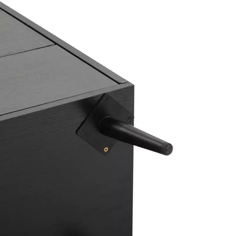 AEELLEEA Aiho Black 5-Drawer Tall Dresser Chest - Wood Storage Organizer with Metal Handles for Bedroom, Hallway