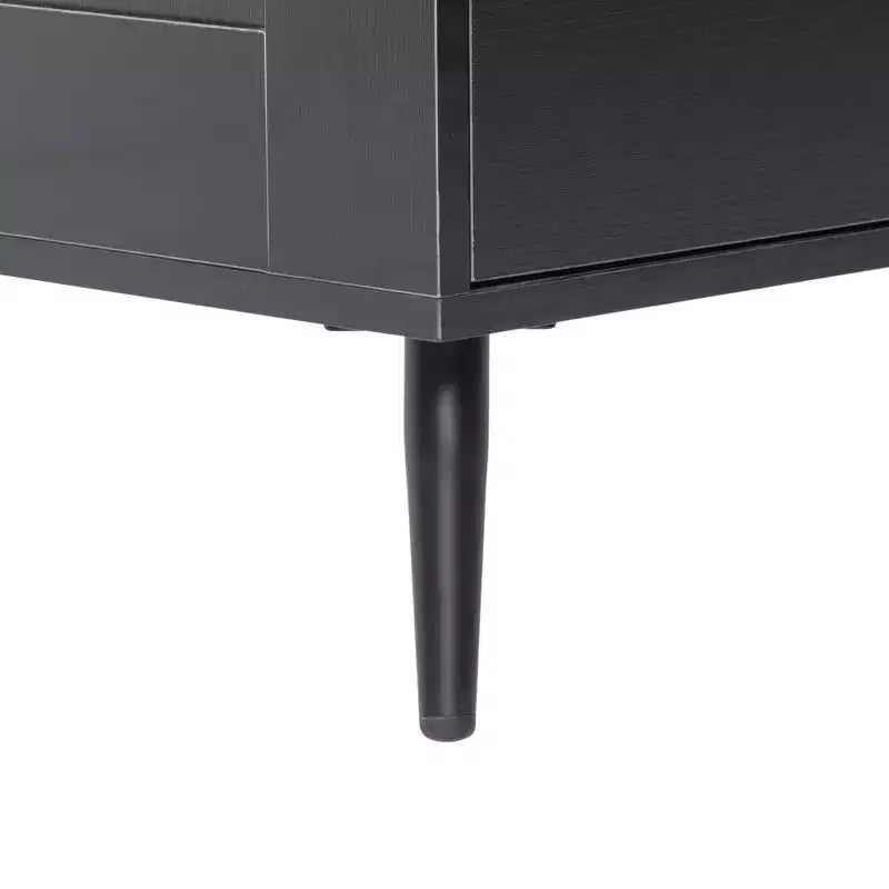 AEELLEEA Aiho Black 5-Drawer Tall Dresser Chest - Wood Storage Organizer with Metal Handles for Bedroom, Hallway