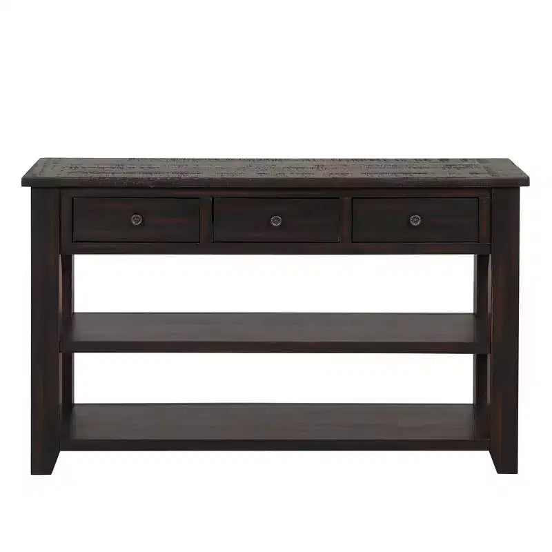 Modern Wood Console Table with 3 Drawers - Entryway Storage Furniture for Living Room and Hallway