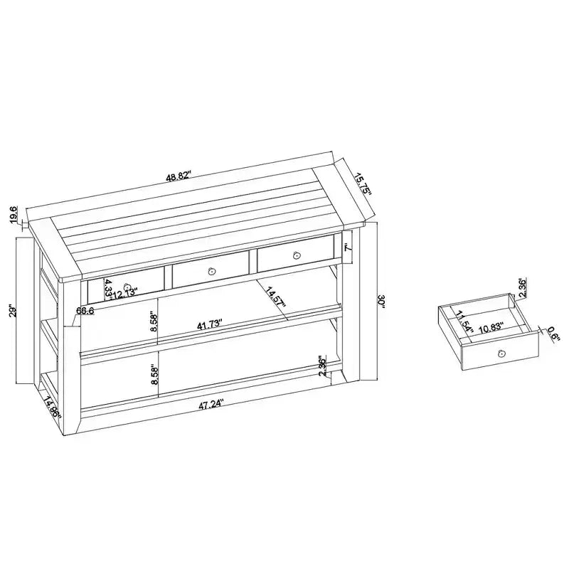Modern Wood Console Table with 3 Drawers - Entryway Storage Furniture for Living Room and Hallway