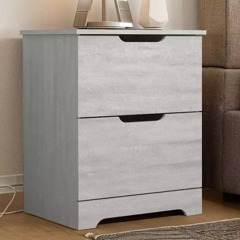 Galano Modern 2-Drawer Nightstand with Cutout Handles 18.7 W 15.7 D 23.7 H