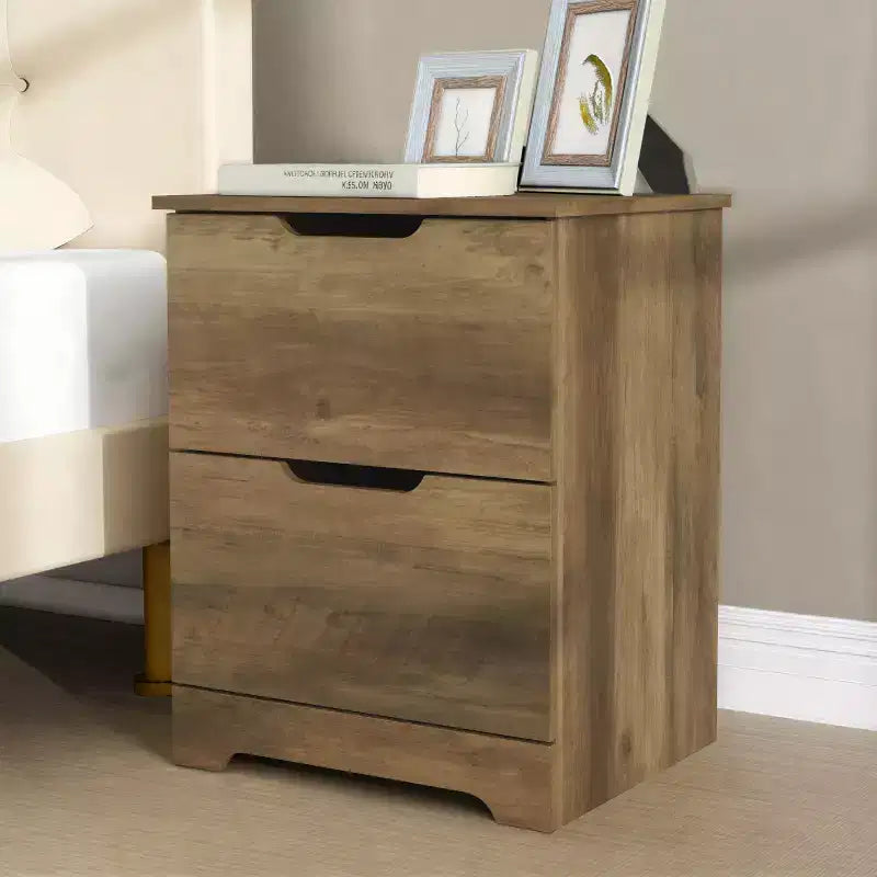 Galano Modern 2-Drawer Nightstand with Cutout Handles 18.7 W 15.7 D 23.7 H