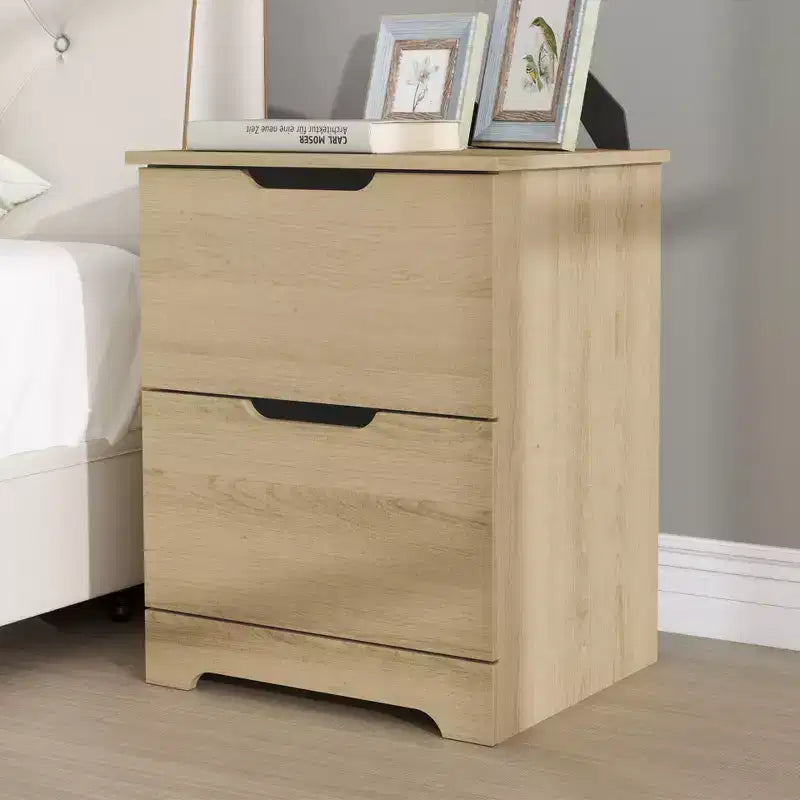 Galano Modern 2-Drawer Nightstand with Cutout Handles 18.7 W 15.7 D 23.7 H