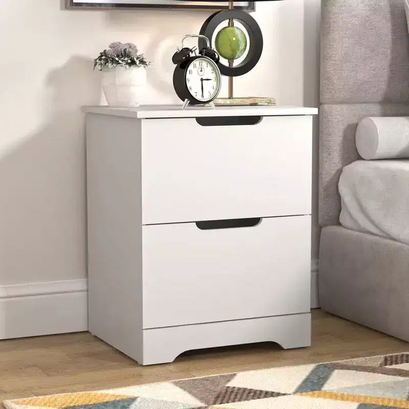 Galano Modern 2-Drawer Nightstand with Cutout Handles 18.7 W 15.7 D 23.7 H