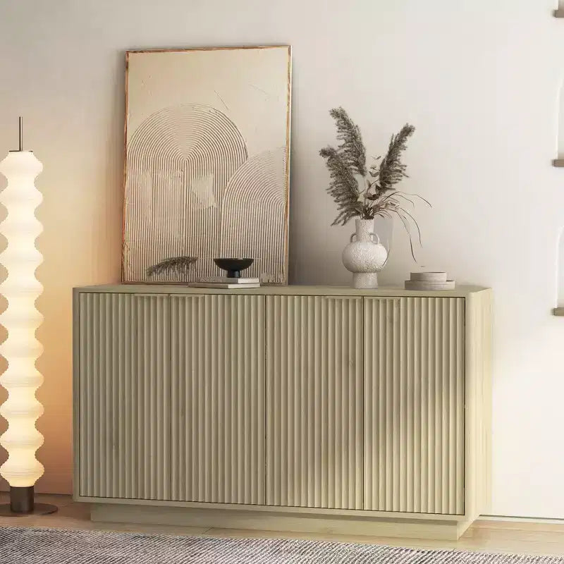 GDFStudio Aurora Modern Fluted Sideboard Buffet Cabinet with Adjustable Shelves