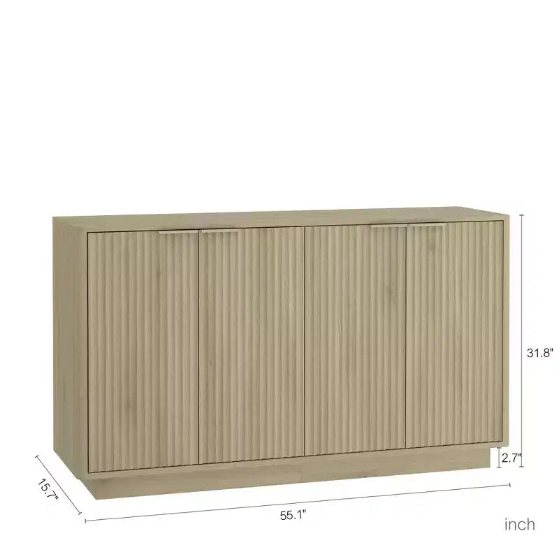 GDFStudio Aurora Modern Fluted Sideboard Buffet Cabinet with Adjustable Shelves