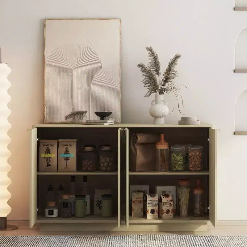 GDFStudio Aurora Modern Fluted Sideboard Buffet Cabinet with Adjustable Shelves
