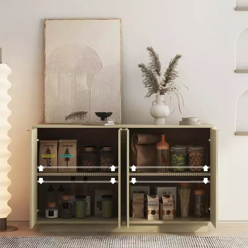 GDFStudio Aurora Modern Fluted Sideboard Buffet Cabinet with Adjustable Shelves