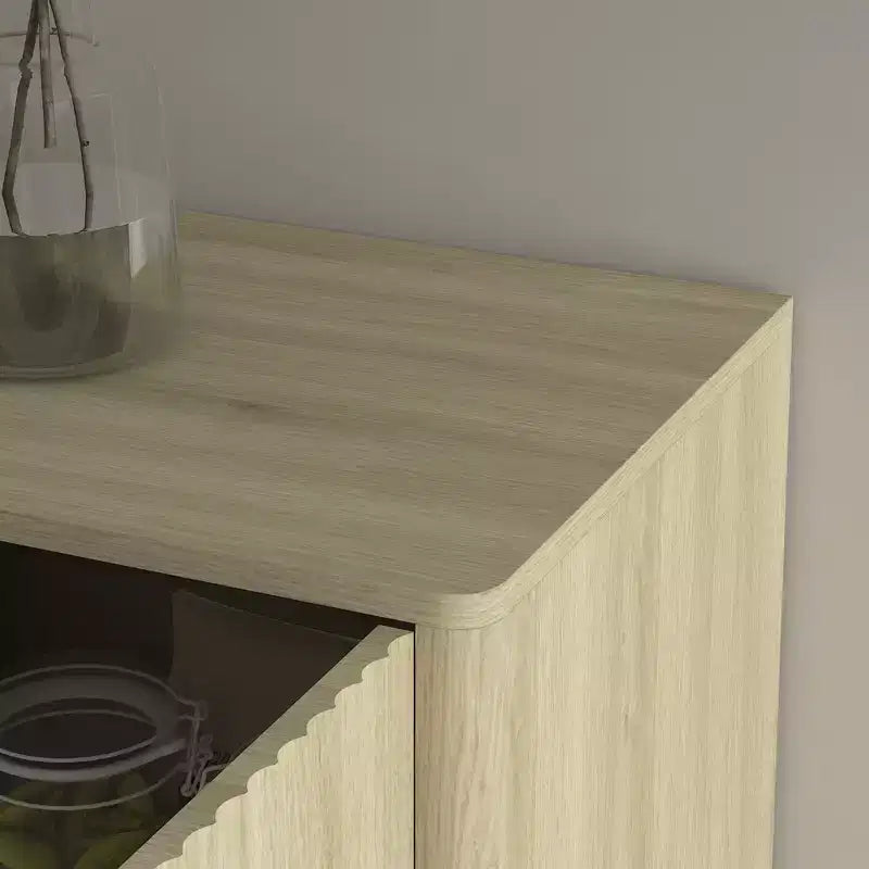 GDFStudio Aurora Modern Fluted Sideboard Buffet Cabinet with Adjustable Shelves