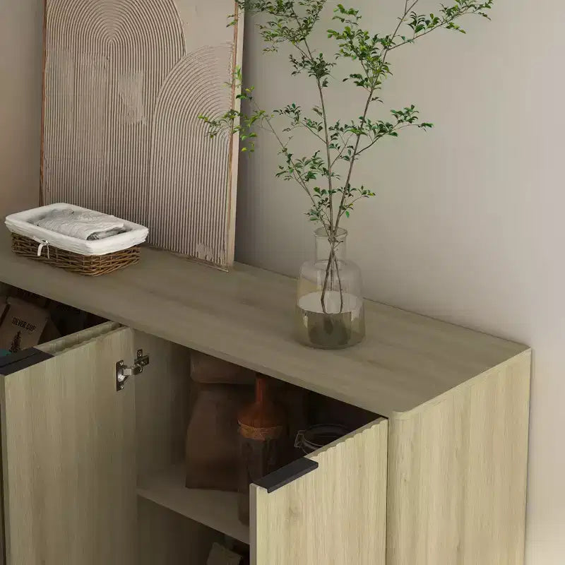 GDFStudio Aurora Modern Fluted Sideboard Buffet Cabinet with Adjustable Shelves