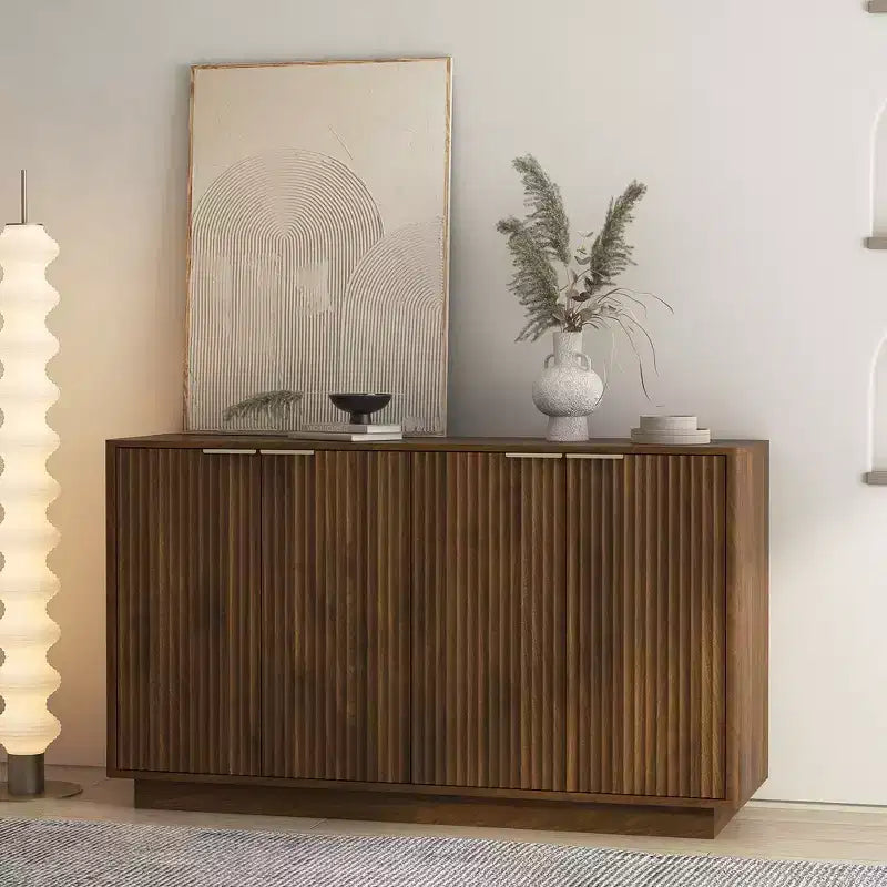 GDFStudio Aurora Modern Fluted Sideboard Buffet Cabinet with Adjustable Shelves
