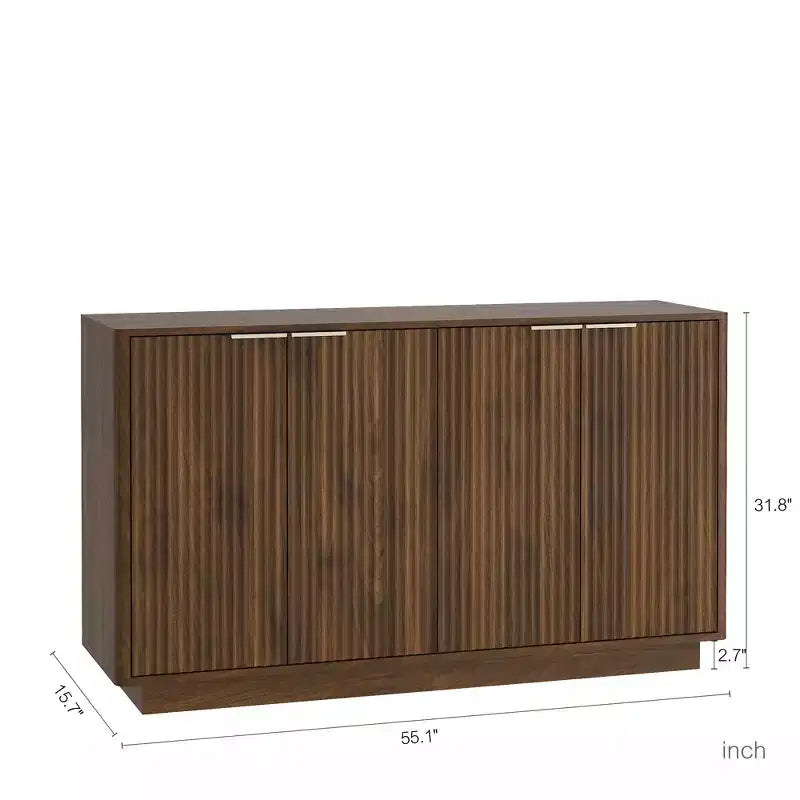 GDFStudio Aurora Modern Fluted Sideboard Buffet Cabinet with Adjustable Shelves