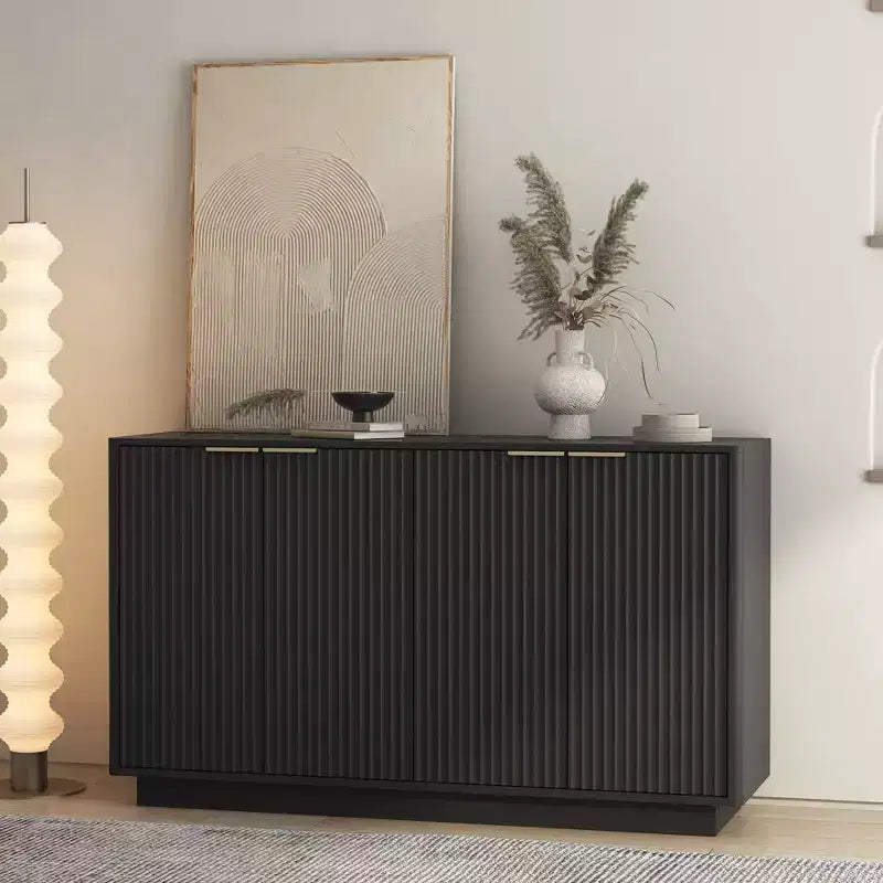 GDFStudio Aurora Modern Fluted Sideboard Buffet Cabinet with Adjustable Shelves