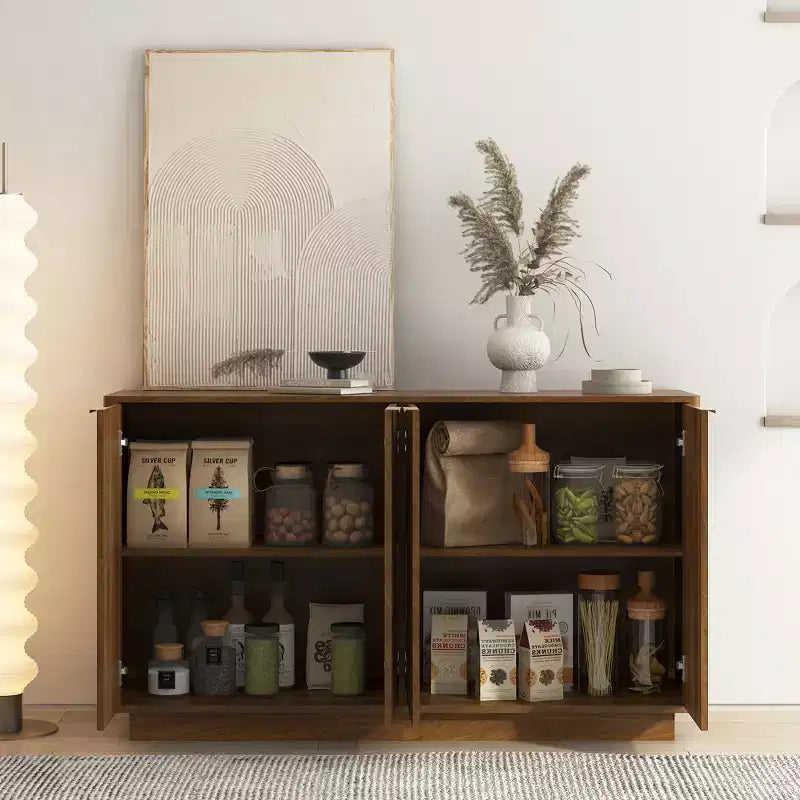 GDFStudio Aurora Modern Fluted Sideboard Buffet Cabinet with Adjustable Shelves