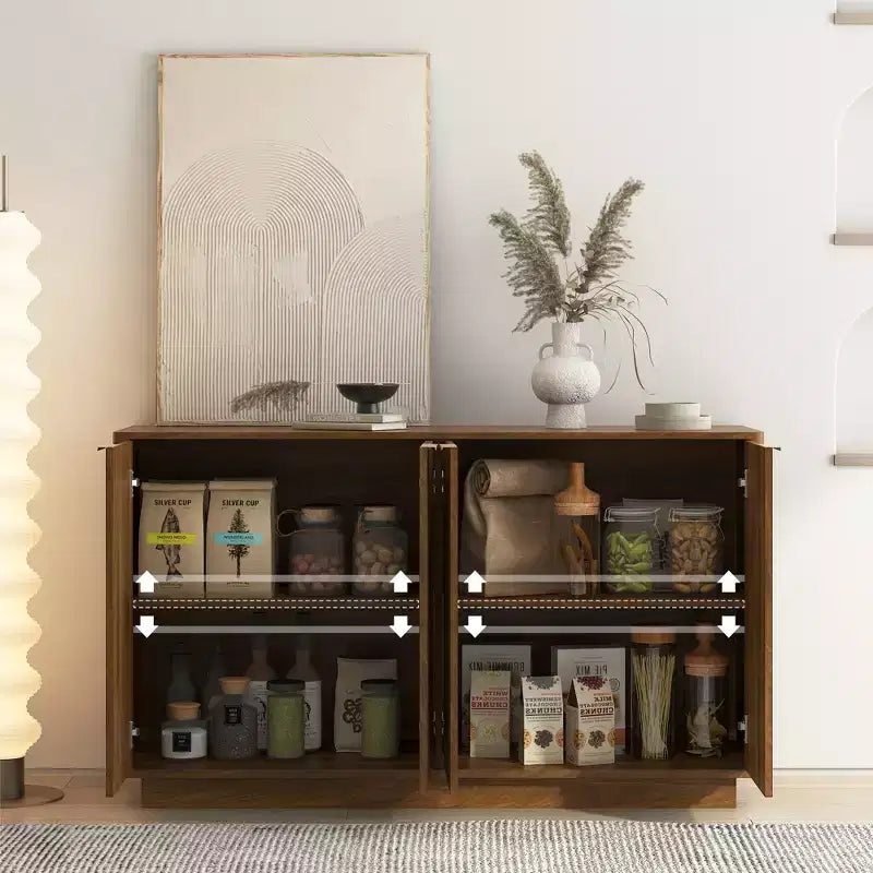 GDFStudio Aurora Modern Fluted Sideboard Buffet Cabinet with Adjustable Shelves