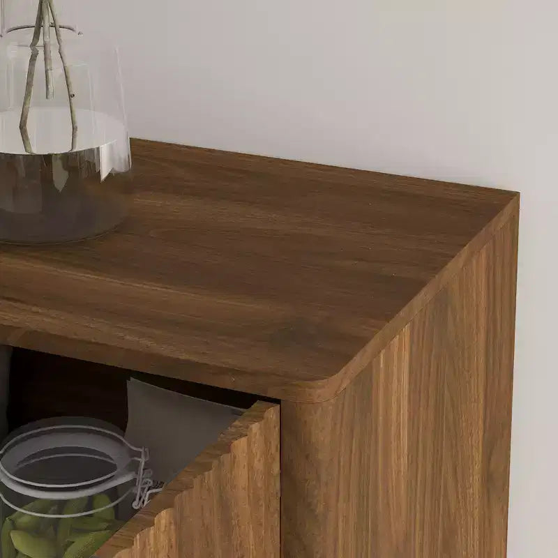 GDFStudio Aurora Modern Fluted Sideboard Buffet Cabinet with Adjustable Shelves