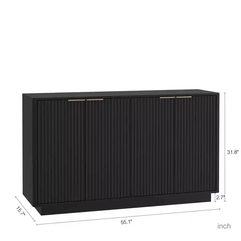 GDFStudio Aurora Modern Fluted Sideboard Buffet Cabinet with Adjustable Shelves