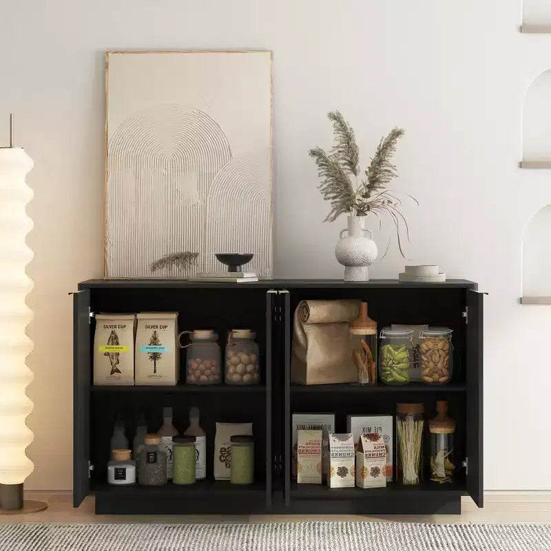 GDFStudio Aurora Modern Fluted Sideboard Buffet Cabinet with Adjustable Shelves