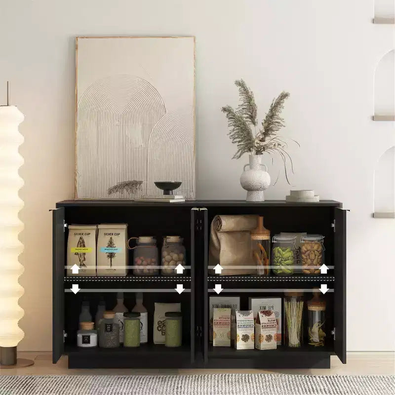 GDFStudio Aurora Modern Fluted Sideboard Buffet Cabinet with Adjustable Shelves