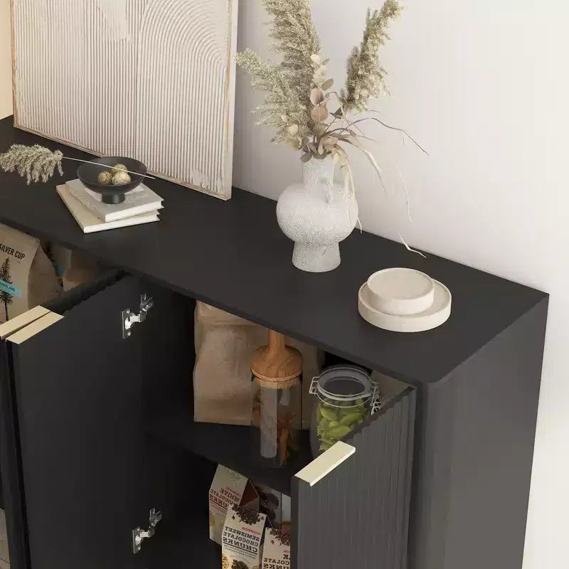 GDFStudio Aurora Modern Fluted Sideboard Buffet Cabinet with Adjustable Shelves