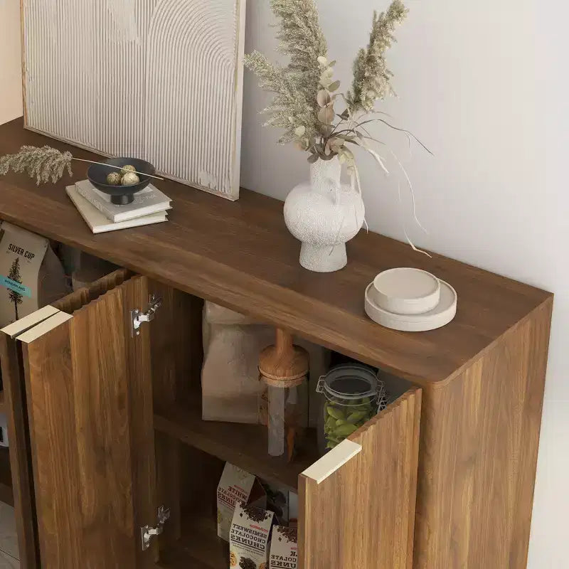 GDFStudio Aurora Modern Fluted Sideboard Buffet Cabinet with Adjustable Shelves