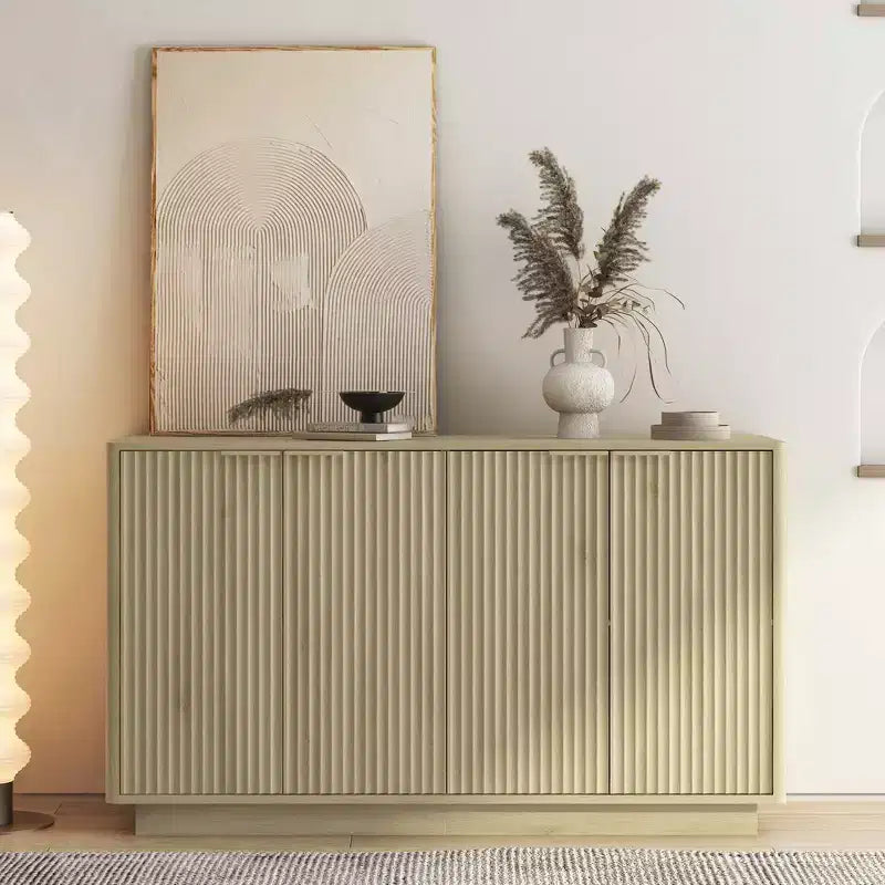 GDFStudio Aurora Modern Fluted Sideboard Buffet Cabinet with Adjustable Shelves