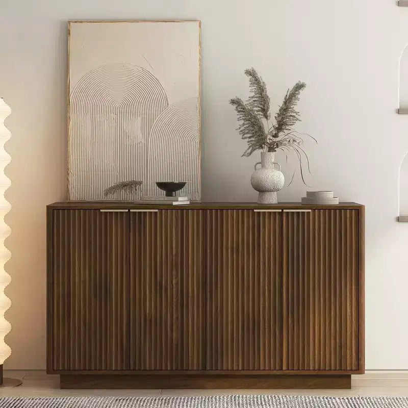 GDFStudio Aurora Modern Fluted Sideboard Buffet Cabinet with Adjustable Shelves