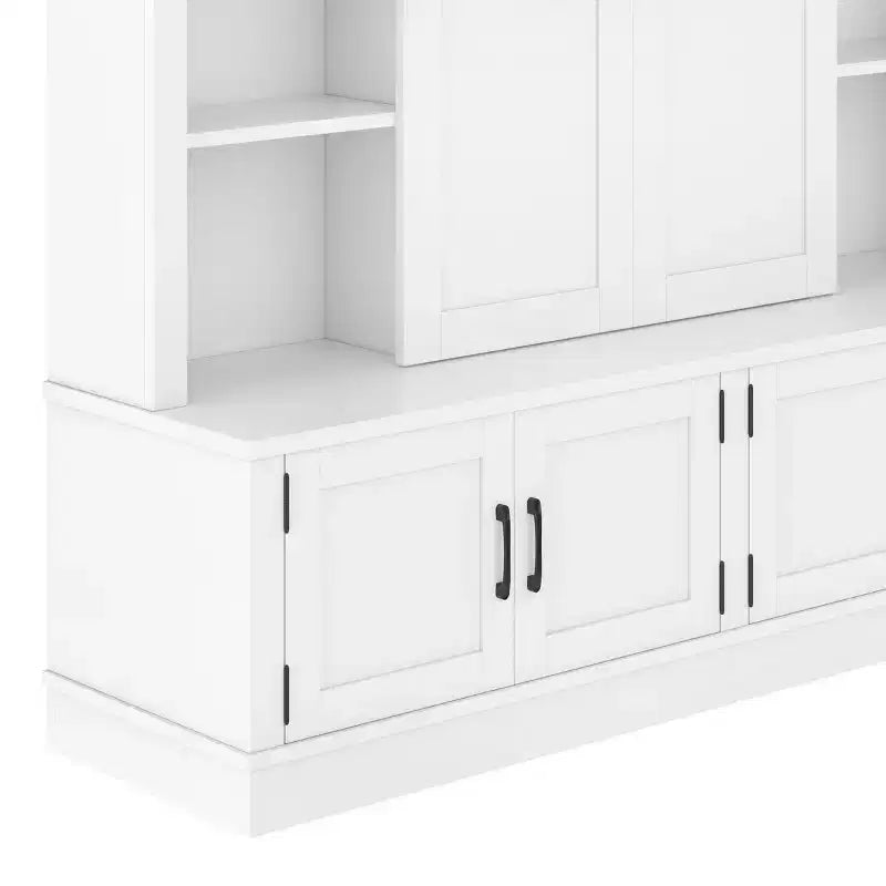 66H Hall Tree with Shoe Storage, Farmhouse Entryway Cabinet with Sliding Barn Doors & Shelves - ModernLuxe
