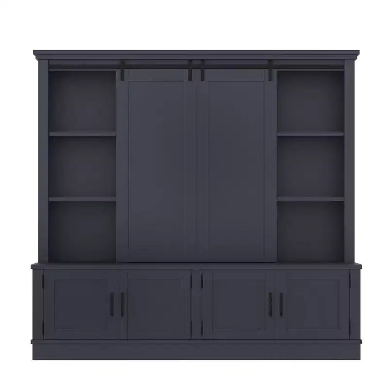 66H Hall Tree with Shoe Storage, Farmhouse Entryway Cabinet with Sliding Barn Doors & Shelves - ModernLuxe