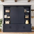 66H Hall Tree with Shoe Storage, Farmhouse Entryway Cabinet with Sliding Barn Doors & Shelves - ModernLuxe