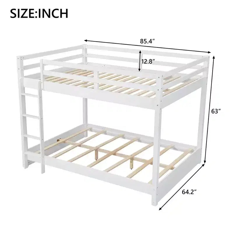 Luxystar Queen Size Wooden Bunk Bed with Ladder for Kids Room and Apartment