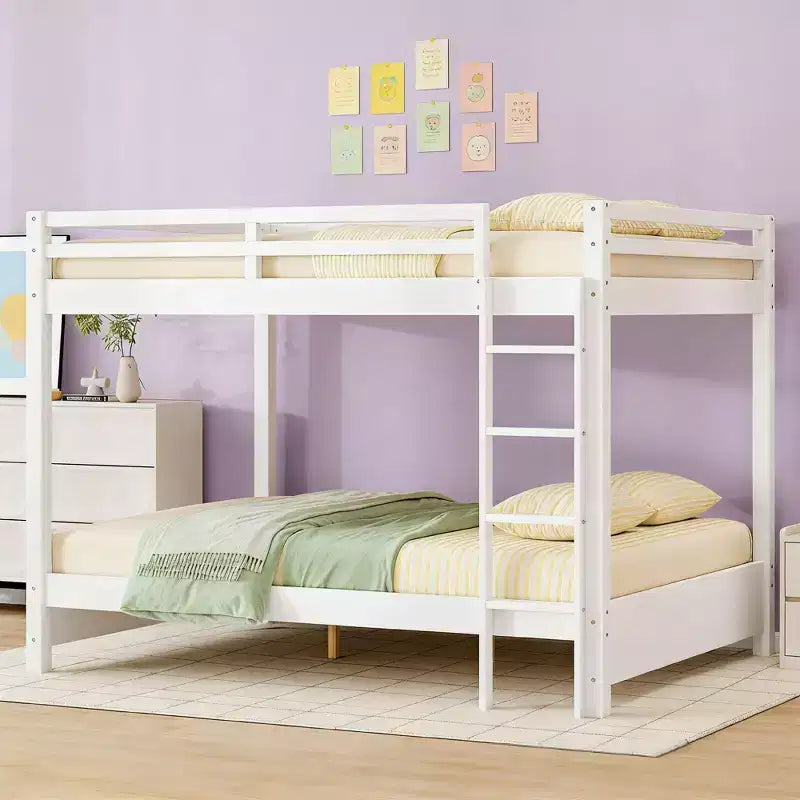 Luxystar Queen Size Wooden Bunk Bed with Ladder for Kids Room and Apartment