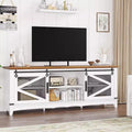 75-Inch Rustic TV Stand for Living Room with Barn Doors, Farm Entertainment Center for 75-Inch TV, Sturdy Multimedia Console with Open Shelves