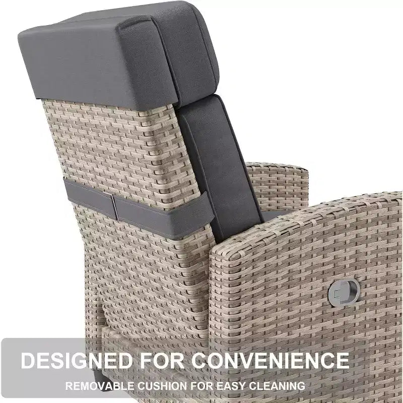 COZONY Wicker Reclining Patio Chair, Adjustable Back & Footrest, 150 Lay Flat Recliner