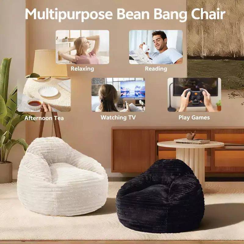 TUYOHW Oversized Bean Bag Sofa for Adults, Bean Bag Couch with Removable Cover&High-Density Foam, Comfy Chairfor Bedroom and Living Room