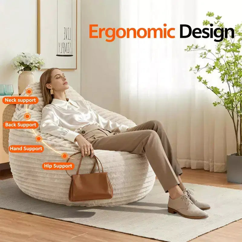 TUYOHW Oversized Bean Bag Sofa for Adults, Bean Bag Couch with Removable Cover&High-Density Foam, Comfy Chairfor Bedroom and Living Room