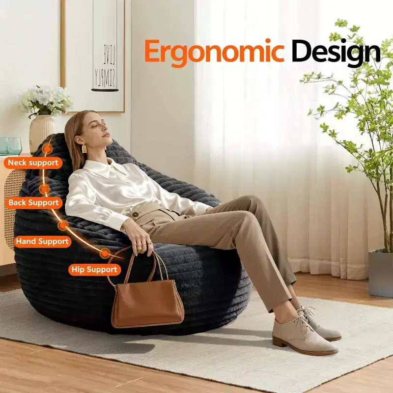 TUYOHW Oversized Bean Bag Sofa for Adults, Bean Bag Couch with Removable Cover&High-Density Foam, Comfy Chairfor Bedroom and Living Room