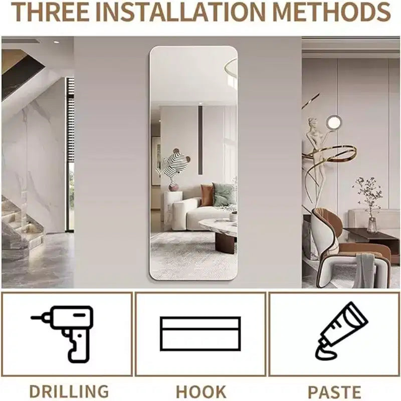 TUYOHW Modern Full Length Body Mirror for Bedroom,Dressing Room,Explosion-proof Standing Full Wall Mirror with Round Corner,64.9