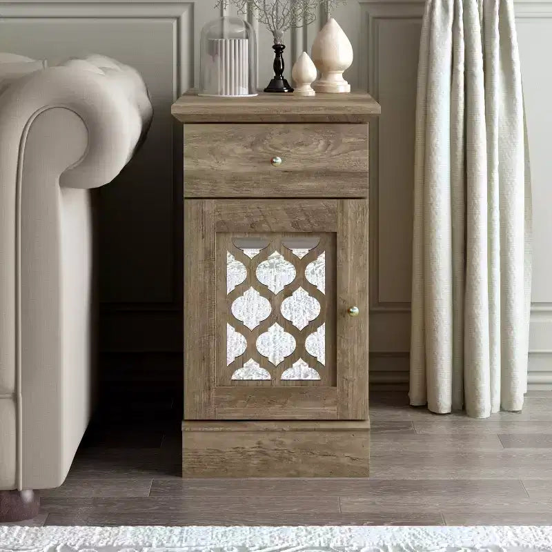 Galano End Table with Drawer and Cabinet Storage 22 W 14 D 25 H