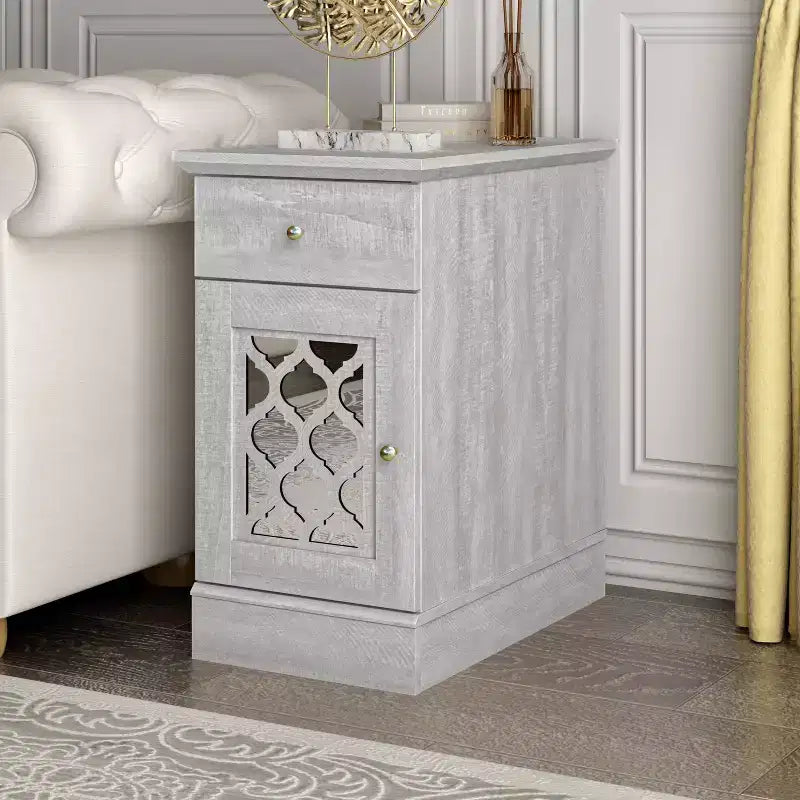 Galano End Table with Drawer and Cabinet Storage 22 W 14 D 25 H