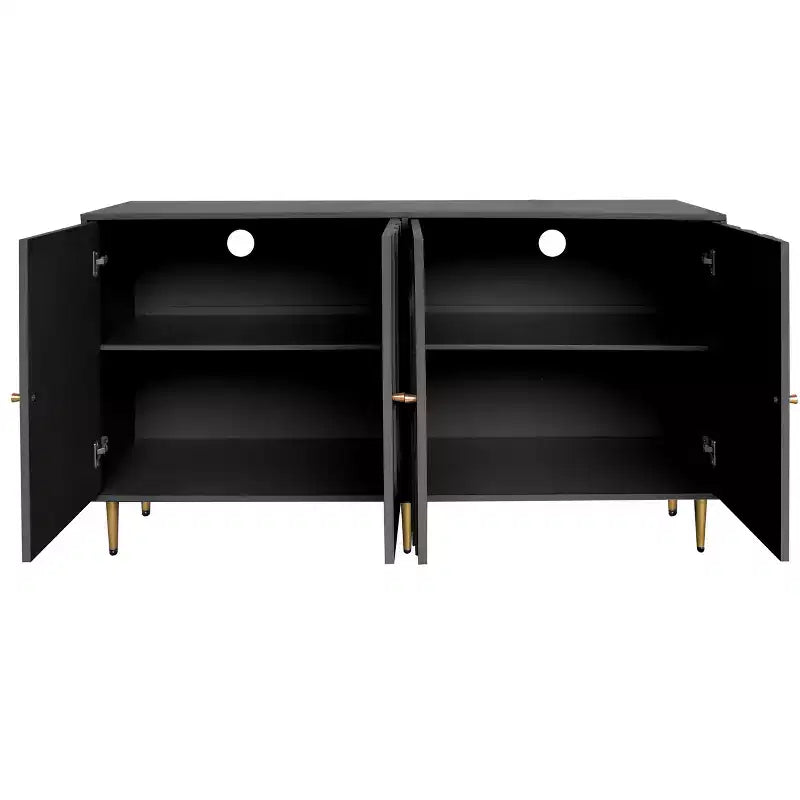 TUYOHW Lacquered 4 Door Wooden Cabinet Sideboard,Console Table with Gold Knobs,Adjustable Shelves,Buffet Server Storage for Entryway,Dining Room